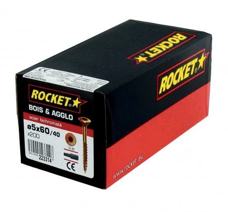 Vis Bois ROCKET Tête Fraisée Torx Acier Zingué - Filetage Total 2 Vis Bois ROCKET Tête Fraisée Torx Acier Zingué - Filetage Total – Image 2